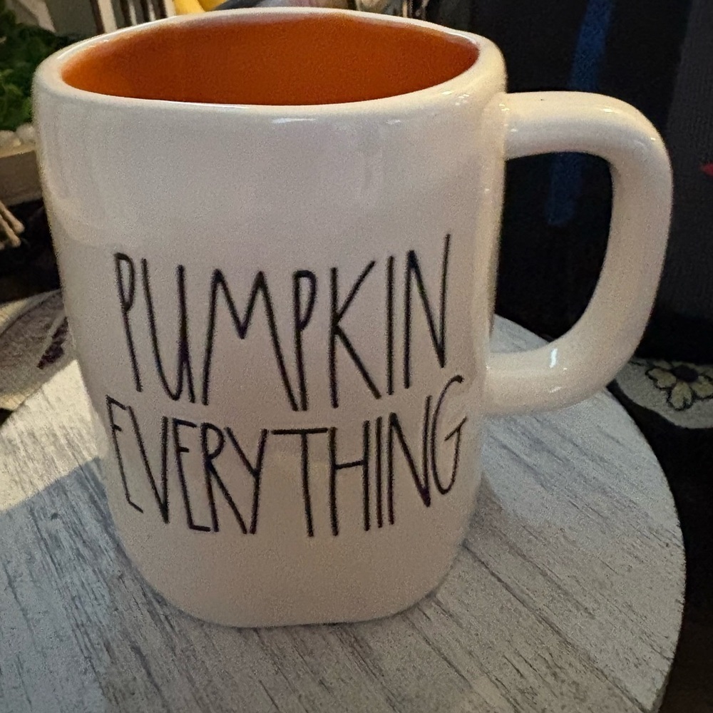 Rae Dunn Pumpkin Everything Mug - White and Orange